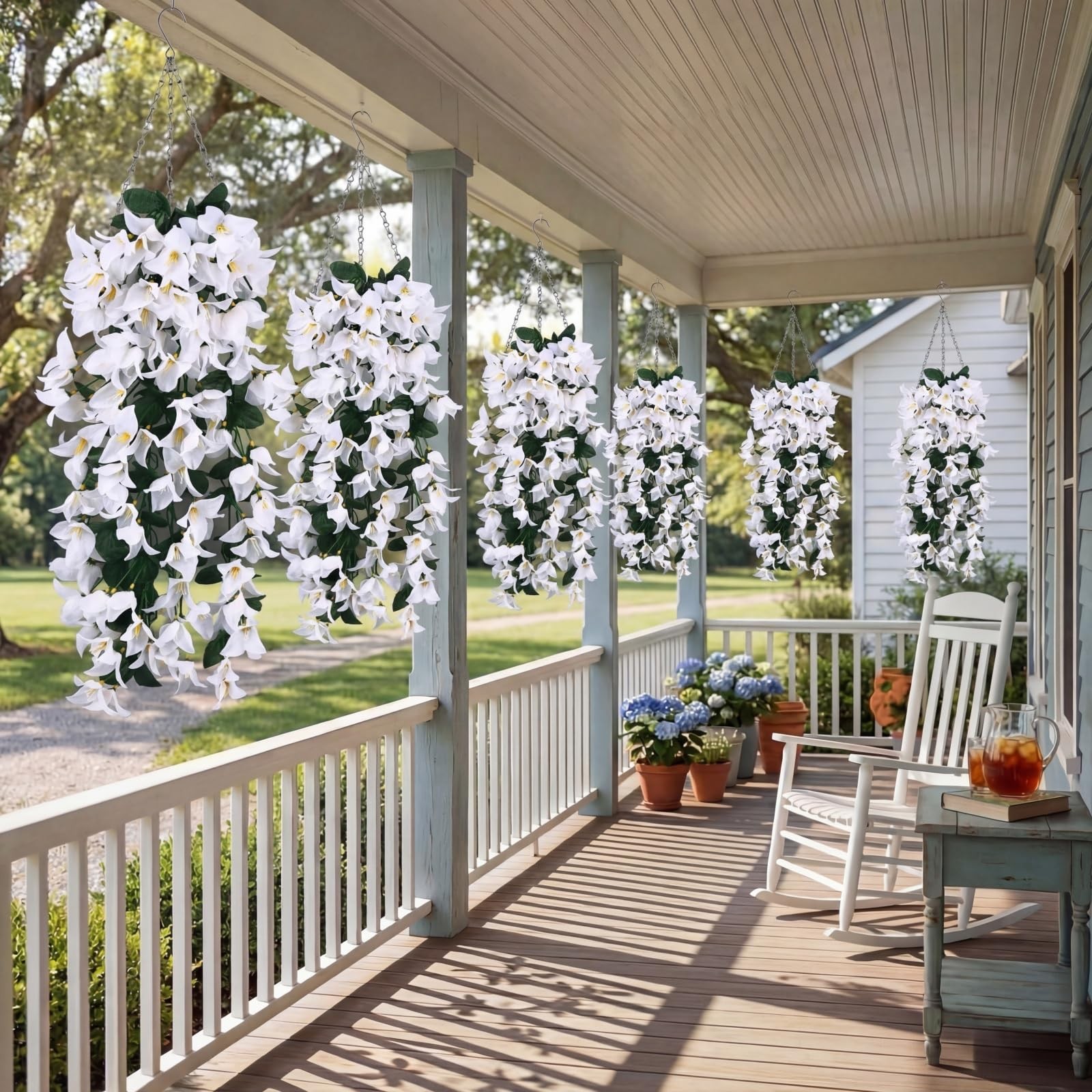 6 Pcs Artificial Bougainvillea Flowers for Outdoor Decor, White