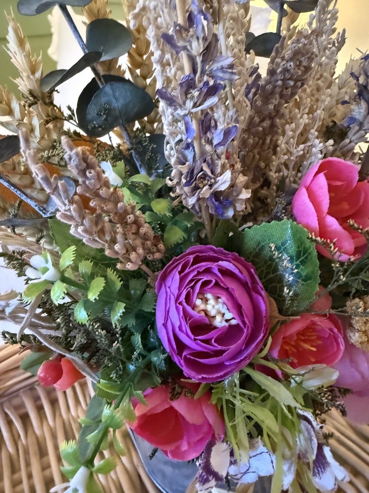 Farmhouse Style Dried Flower Arrangement ~ Metal Tin