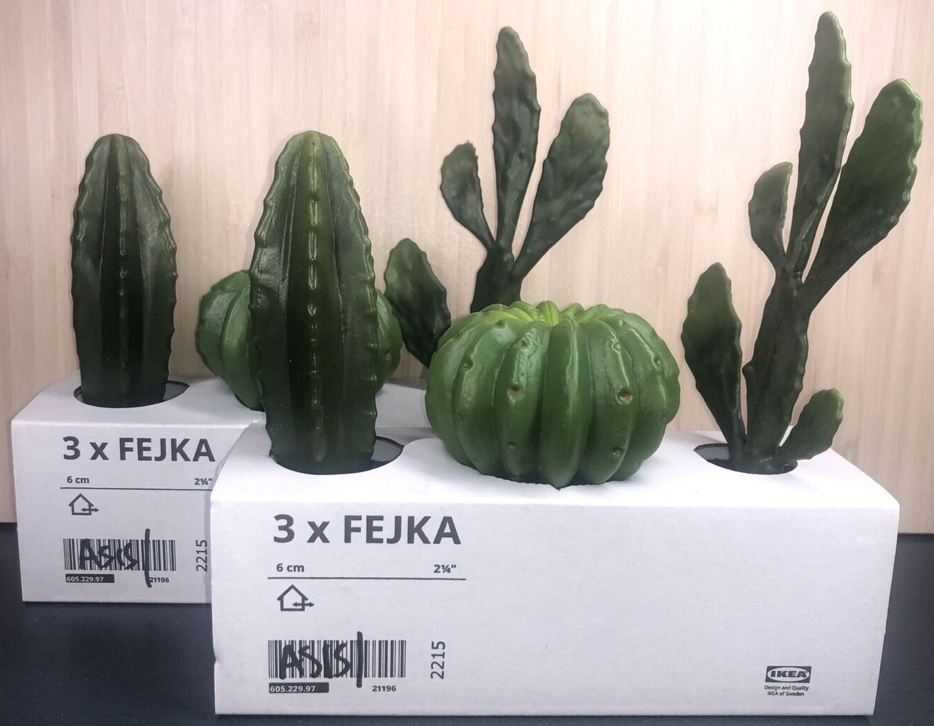 2 Sets Ikea Fejka Miniature Artificial Cactus Plants x 3 Cacti Per Set