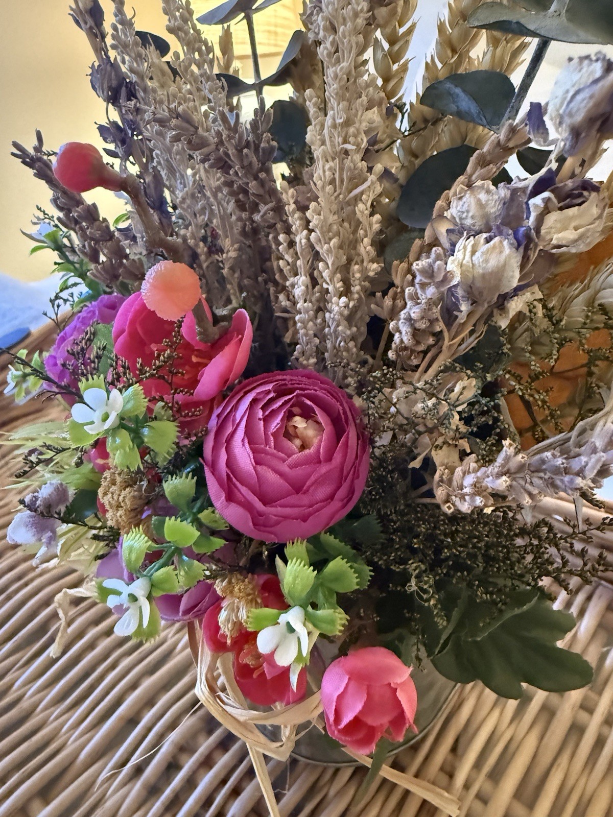 Farmhouse Style Dried Flower Arrangement ~ Metal Tin