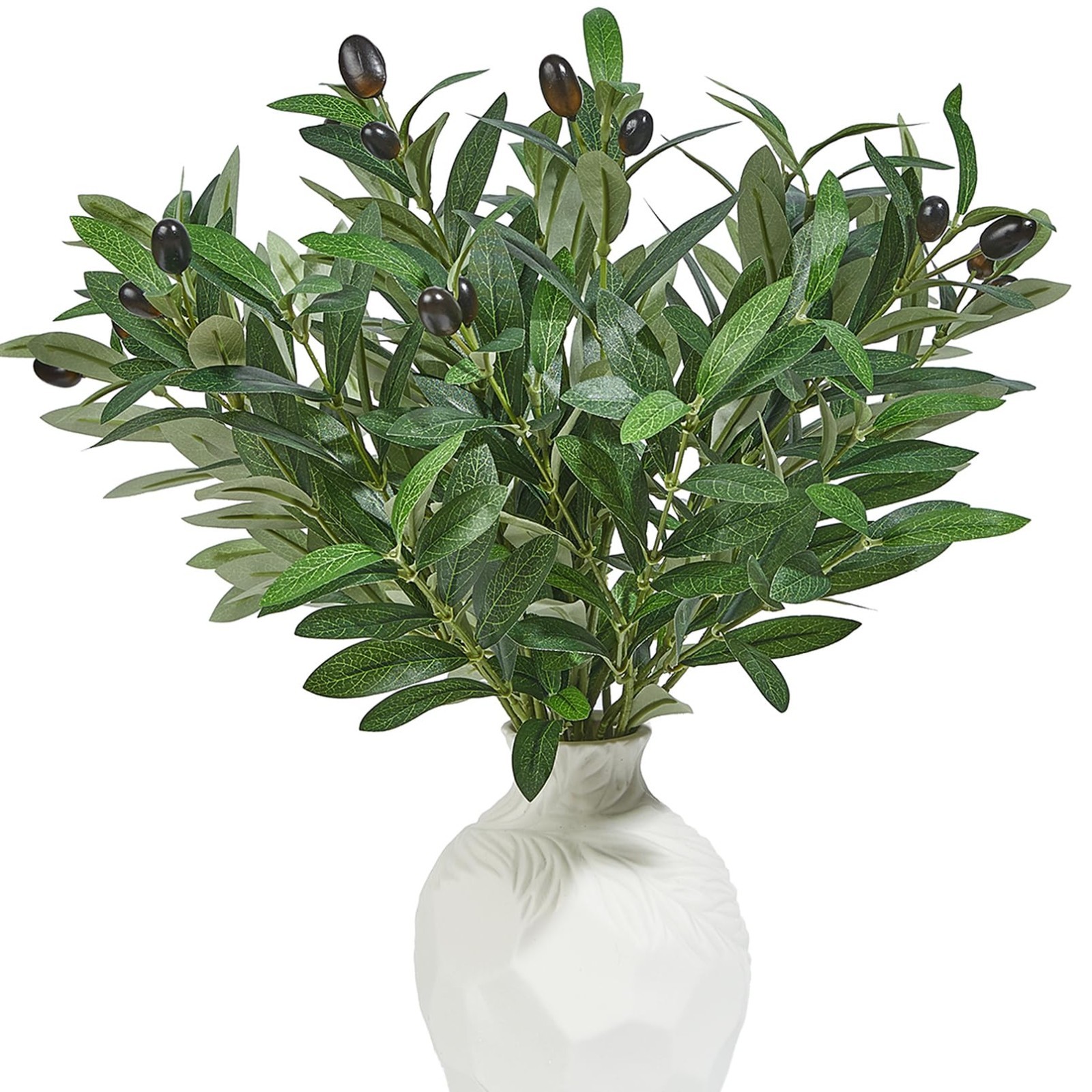5 PCS 18″ Olive Tree Branches – Realistic Faux Greenery Stems for Home Decor