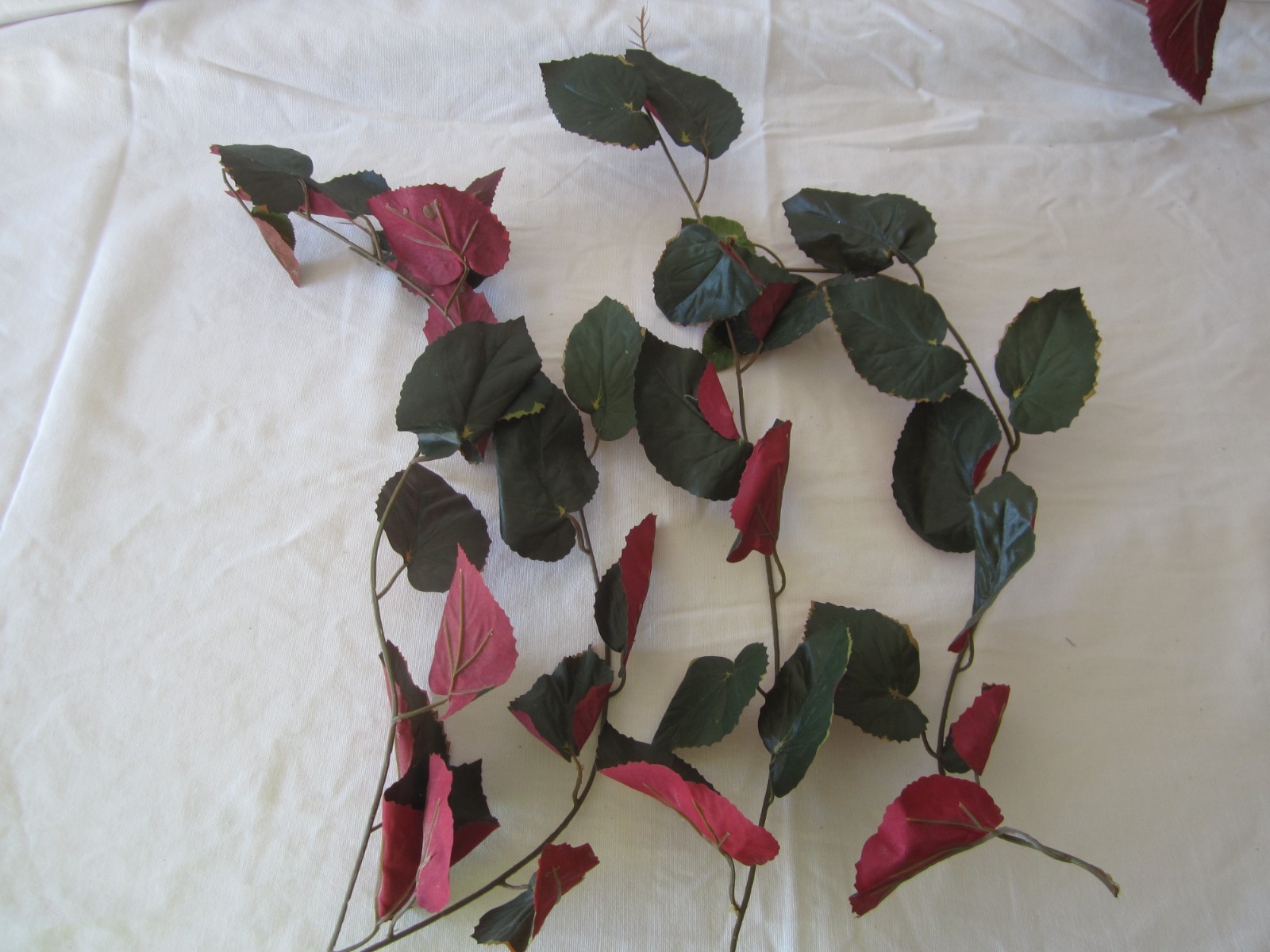 Lot of RED & GREEN Artificial Floral BUSH LEAVES Tree Branches Greenery Decor