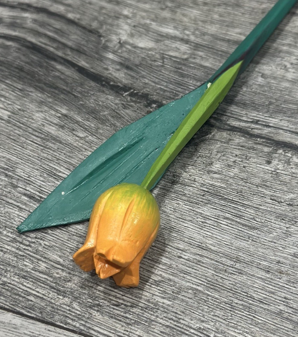 Wood Flowers Long Stem 9”- 31” floral arrangement Rose Tulip Lily Home Decor Lot