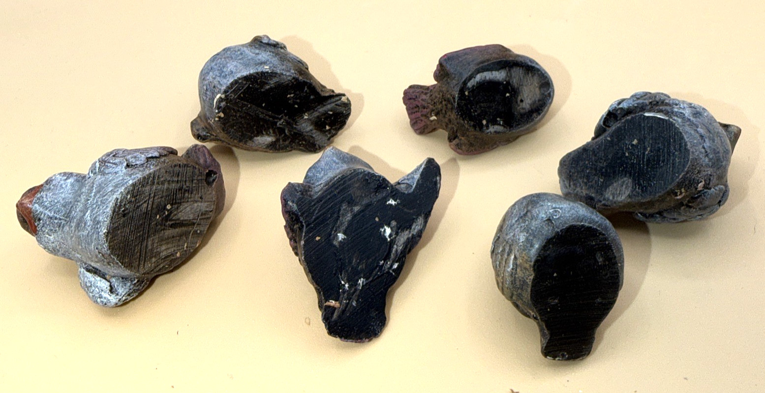 SET of 6 small Birds in Bird Nest (Man Made) – Resin or Ceramic?? – Unbranded