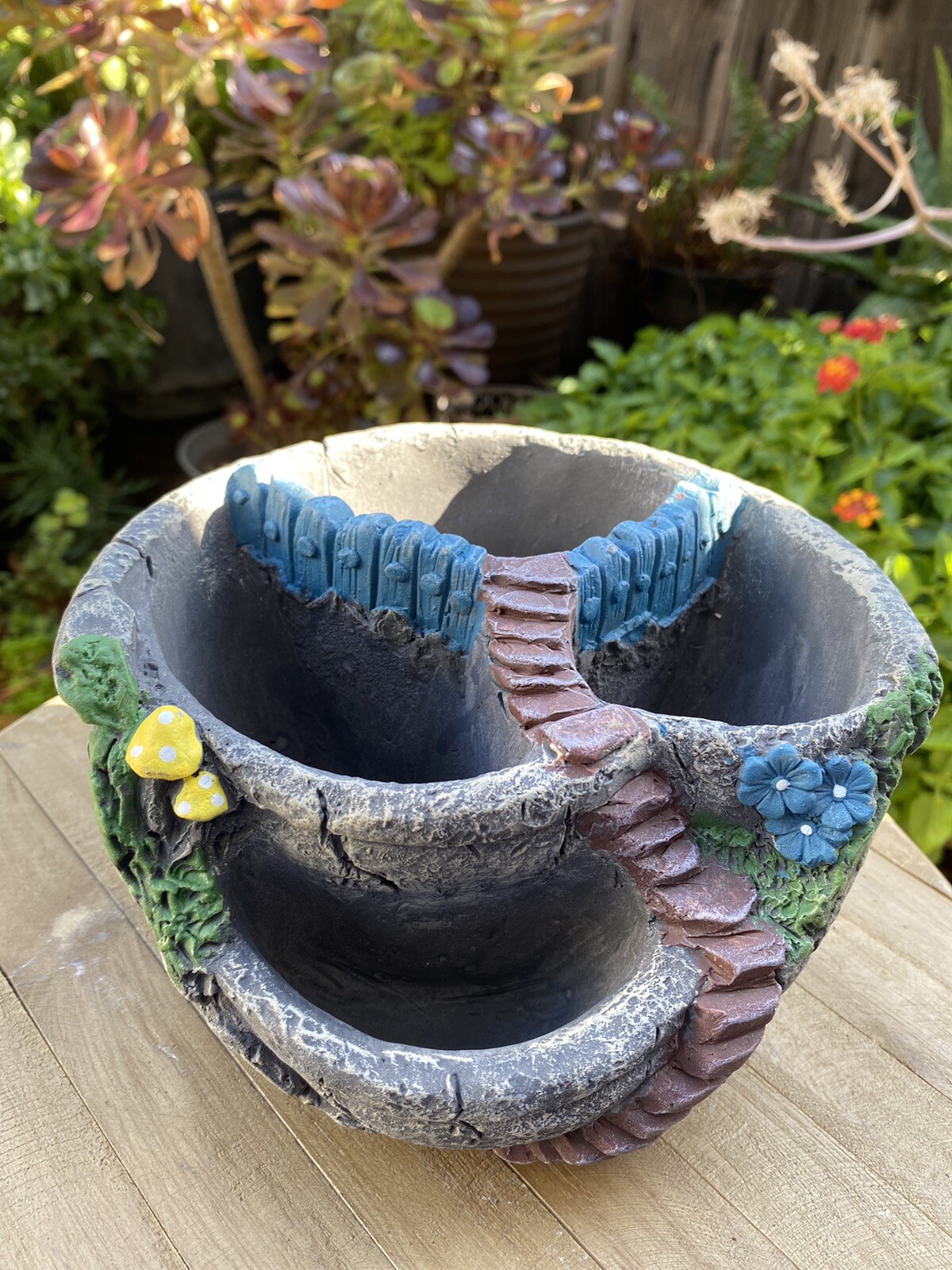 6.7 Inch X 4.72 Inch Succulent Plant Arrangement in Concrete Pot