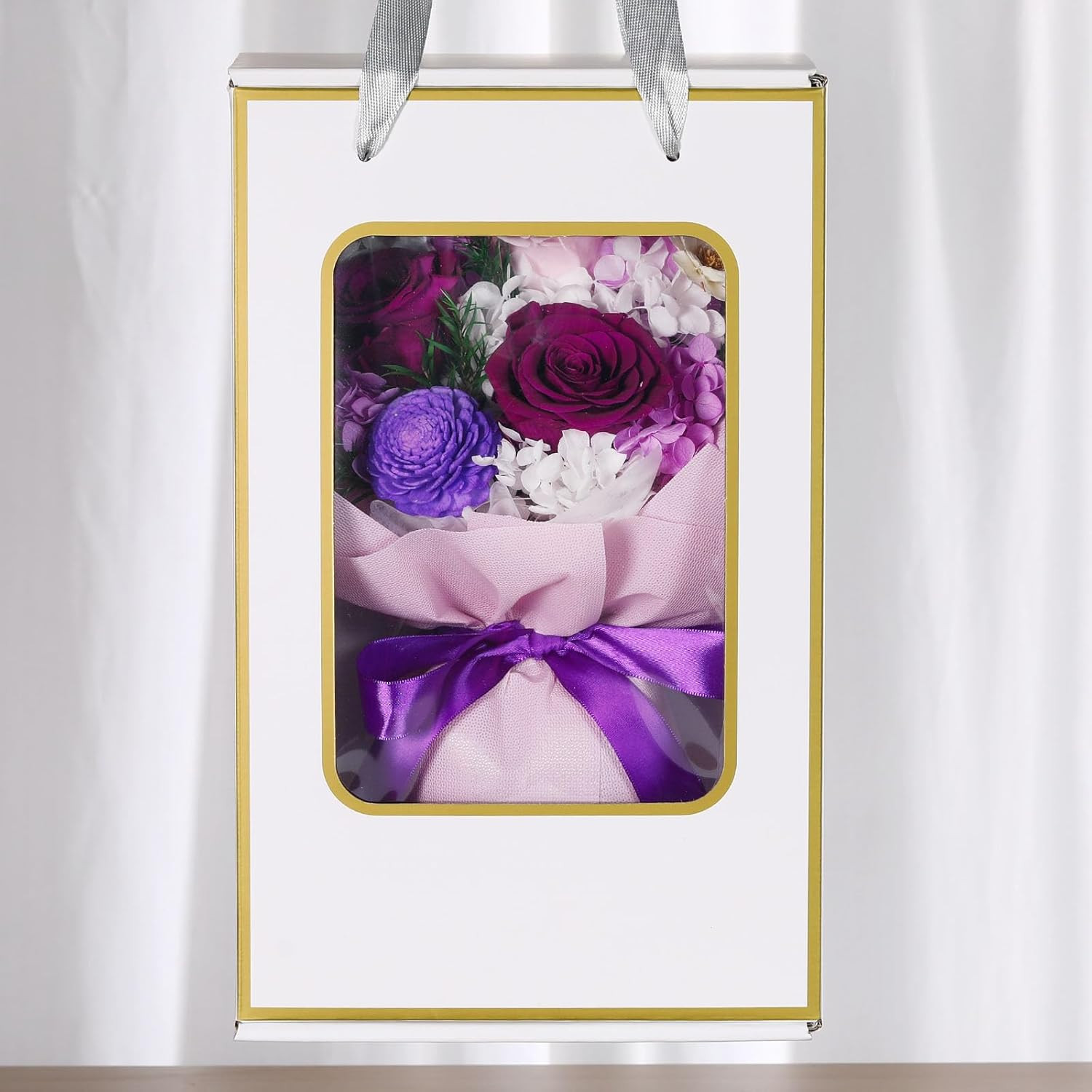 Flowers Gifts for Women, Flower for Delivery, Preserved Purple Roses Bouquets, A