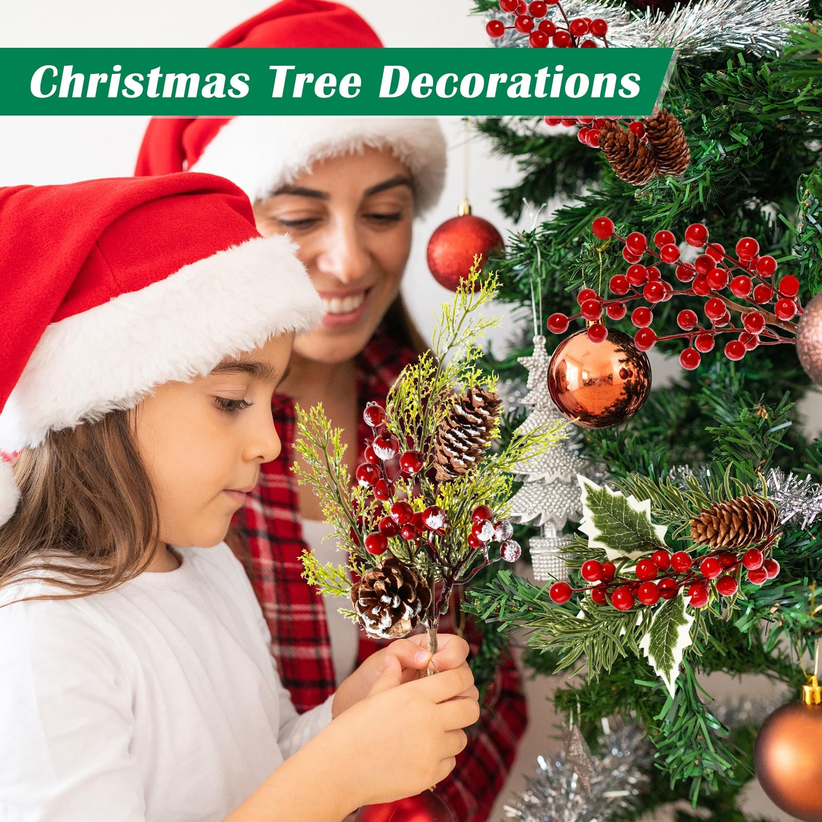 12 Pack Artificial Christmas Tree Picks Red Berry Sprays 12 Inch Floral DIY