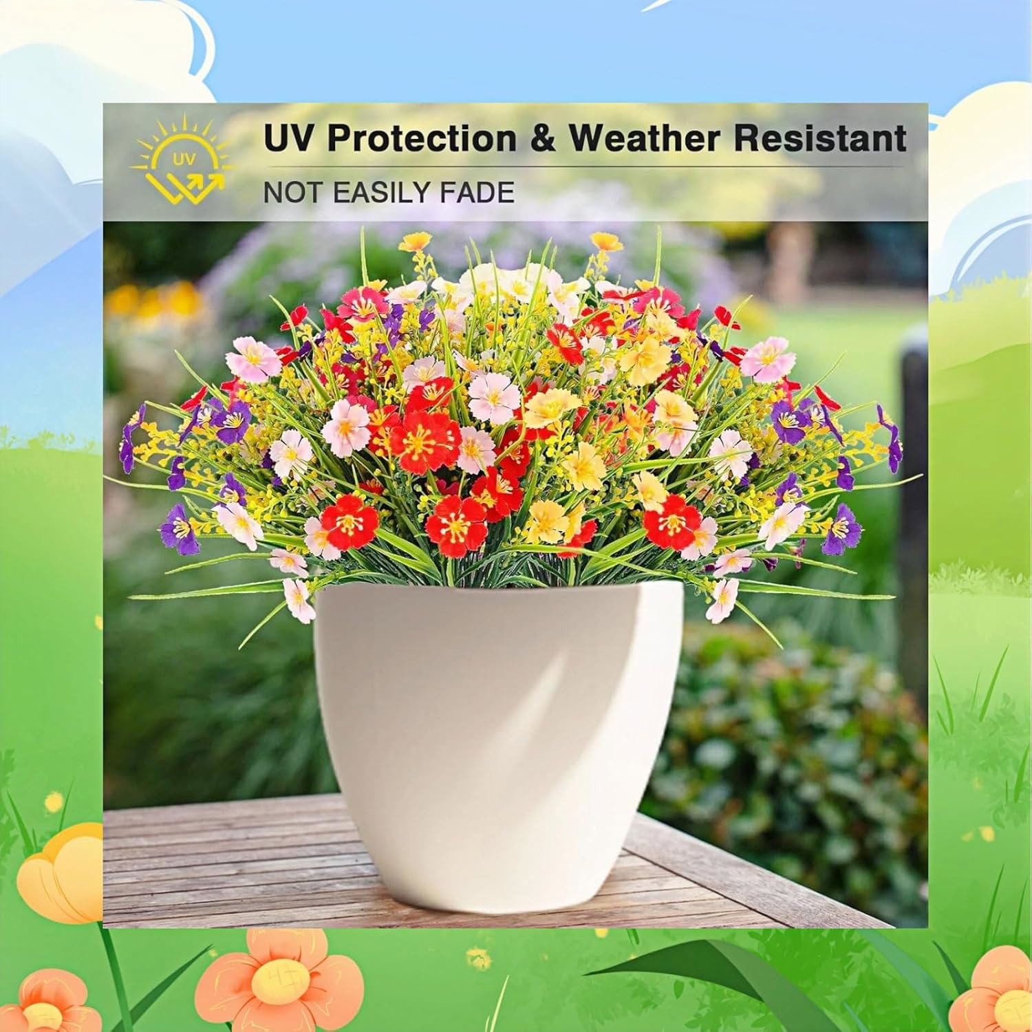UV-Resistant Artificial Flowers Mix Colors Fake Daisy Plastic Flowers Outdoor