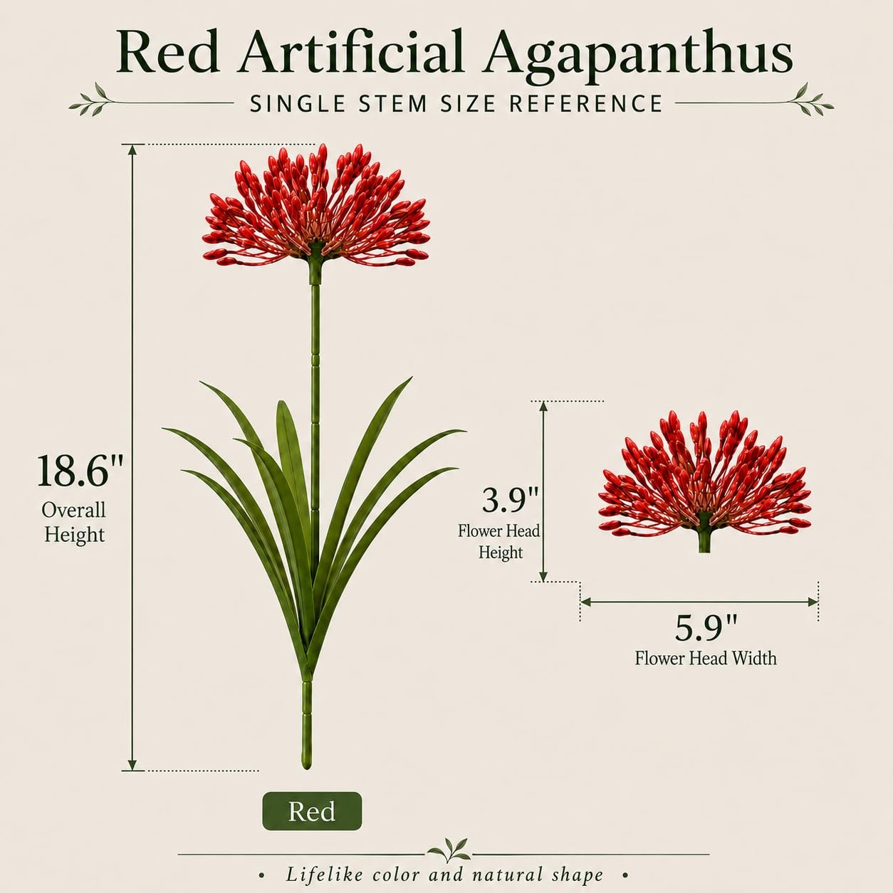 Artificial Agapanthus Flowers -18.6″ Tall 16 Stems Faux Outdoor Plant,UV-Resi…