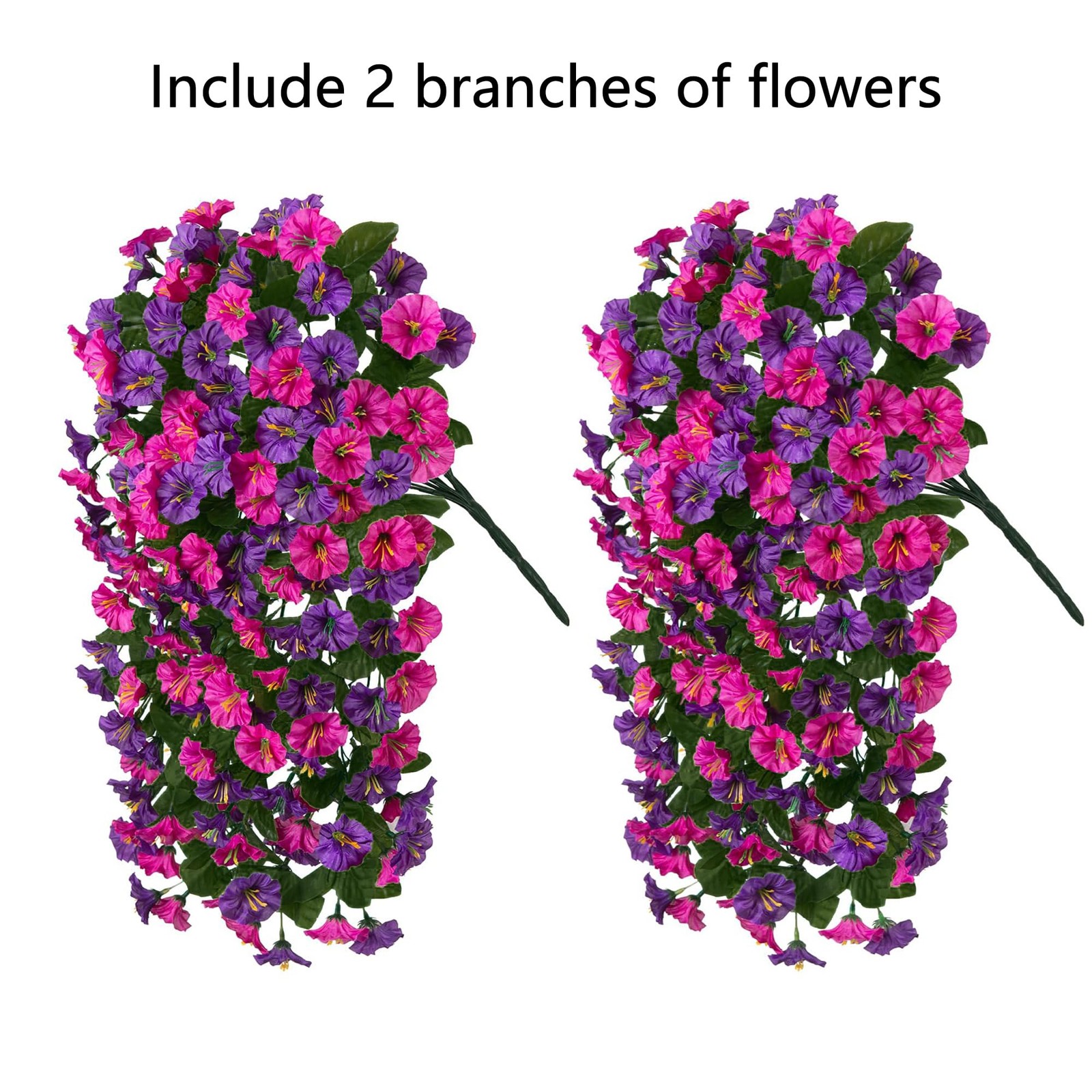 Artificial Fake Hanging Flowers Plants for Outdoor Outside, 2PCS Faux Silk Mo…