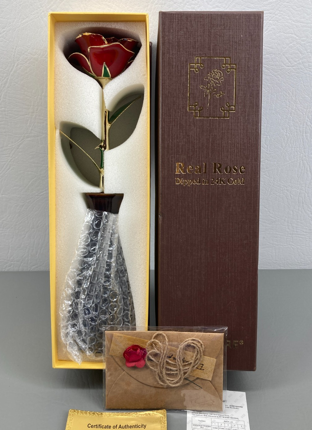 24K Gold Real Rose Dipped in 24K Gold and Lacquer Red Rose Preserved Rose New