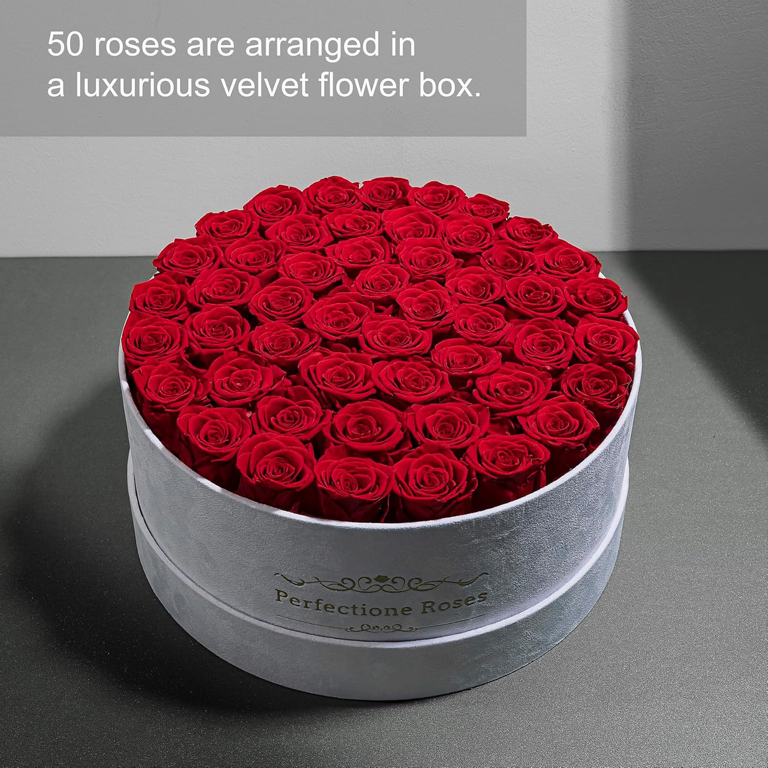 50 Piece Roses in a Velvet Box, Flowers for Delivery, Presereved Flowers Birthda