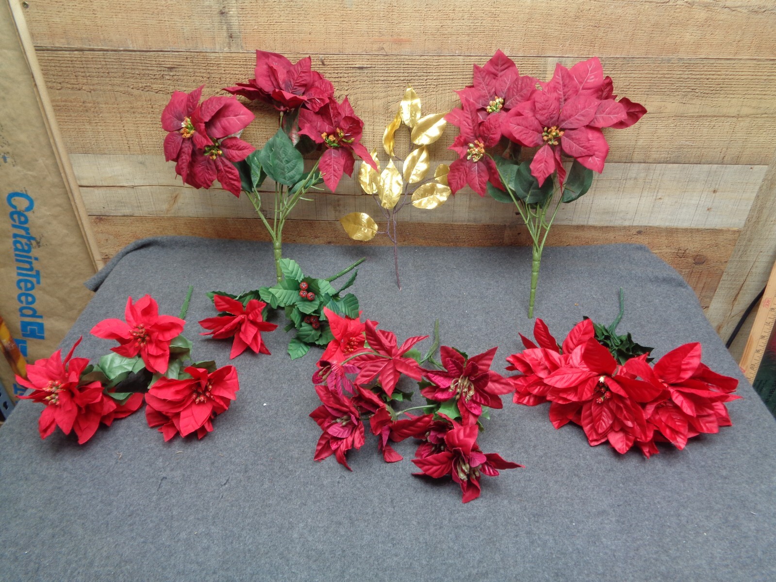 7- Poinsettia Artificial Silk Floral Stems