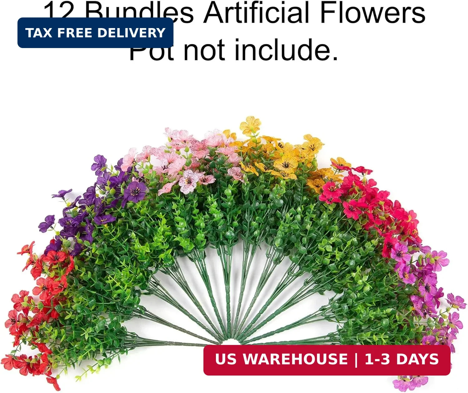HyeFlora Artificial Flowers for Outdoor Indoor Garden Home Decoration, Faux Flow