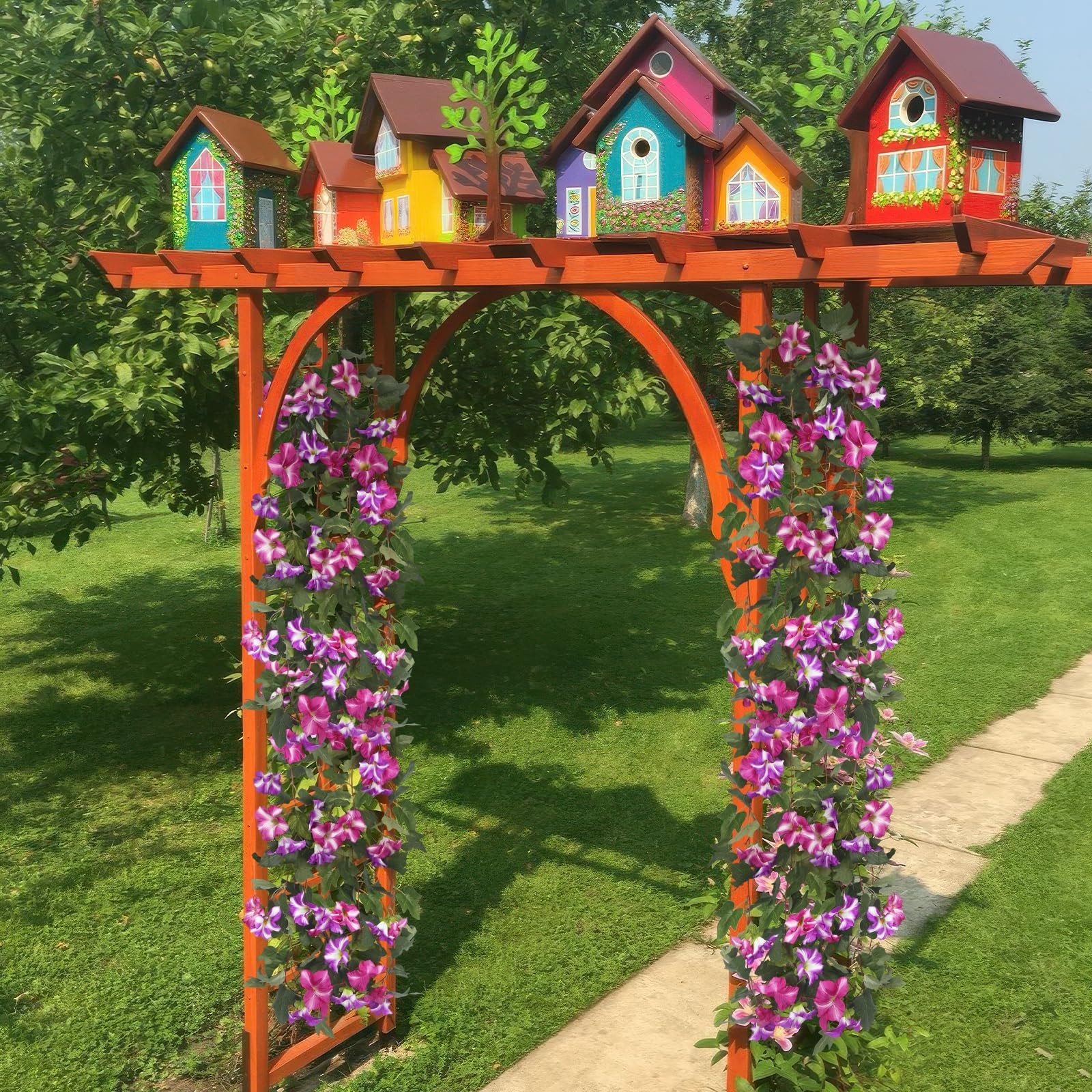 2 Pcs Artificial Vines for Outdoors Silk Morning Glory Garland 11.5 Ft Hangin…