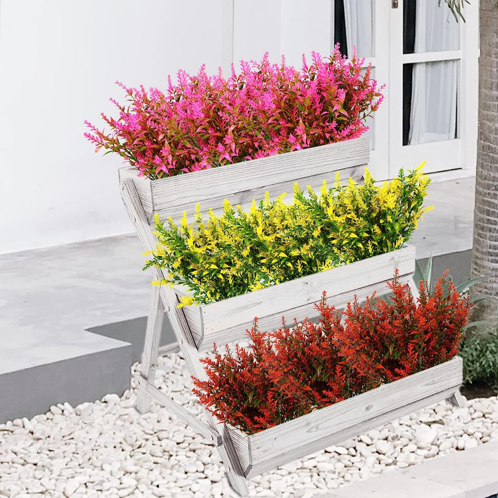 8 Bundles Artificial Flowers Fake Plants Outdoor Yard Garden Wedding Home Decor