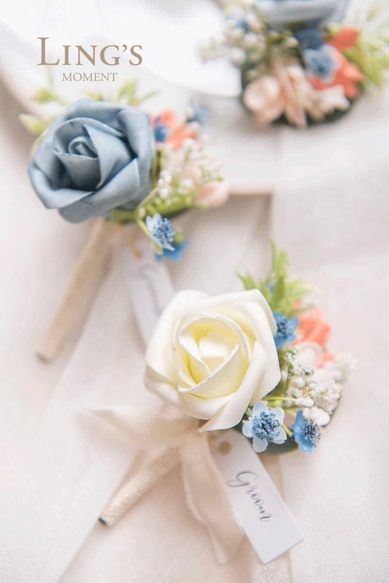 24-Piece Artificial Rose Pack in Dutch Blue for Elegant Wedding Arrangements
