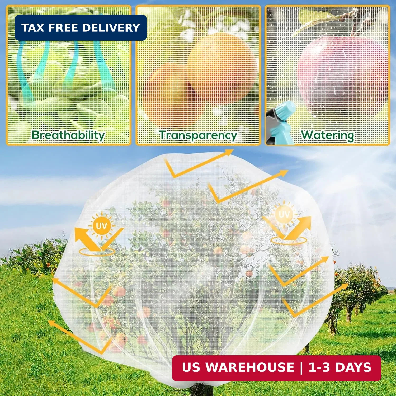 Fruit Tree Netting with Drawstring, 7 x 6ft Ultra-Fine Mesh Garden Insect & Bird