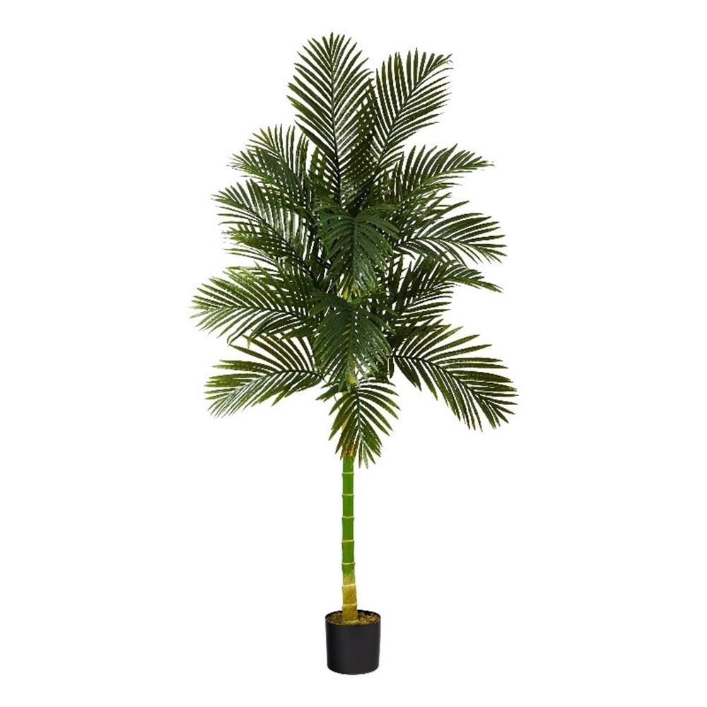 Nearly Natural 7ft Golden Cane Artificial Palm Tree in Green