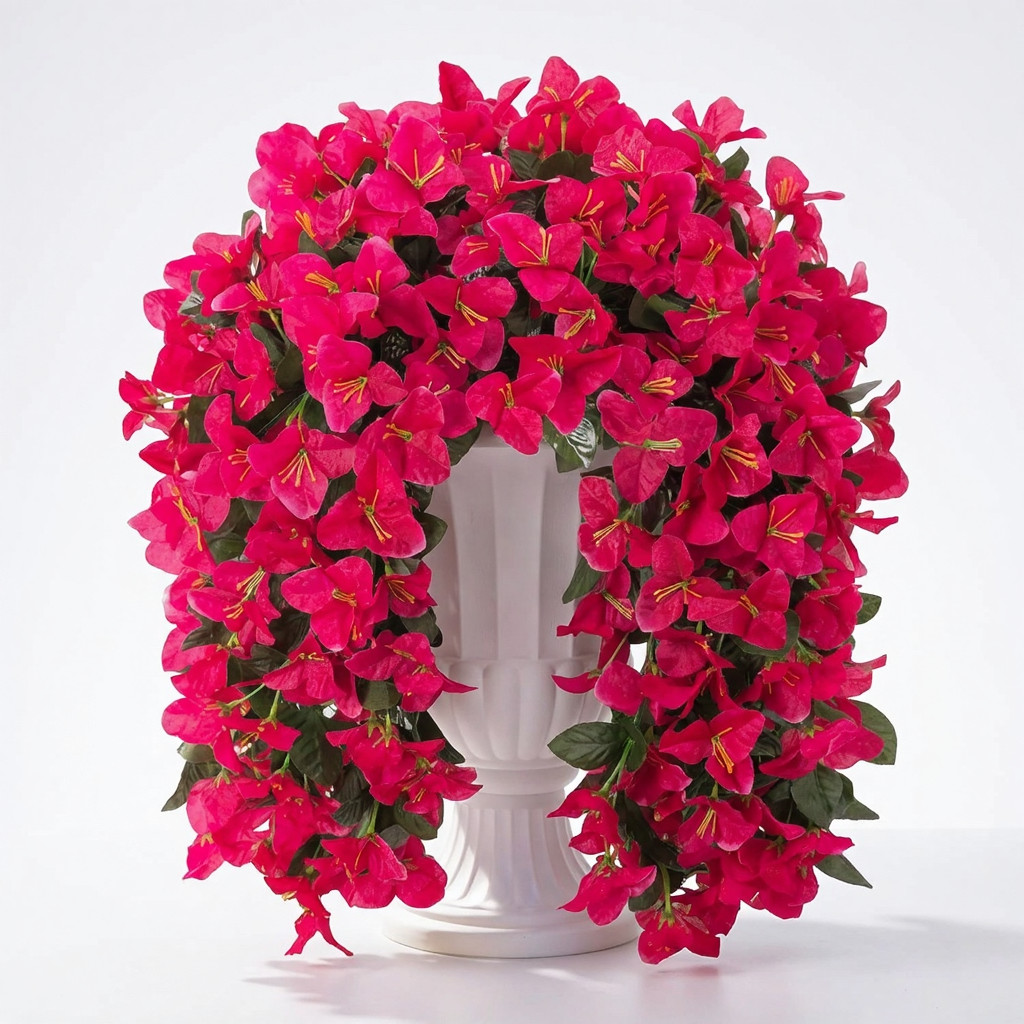 2 Pack Artificial Bougainvillea Hanging Flowers Silk Vines Outdoor Porch Patio
