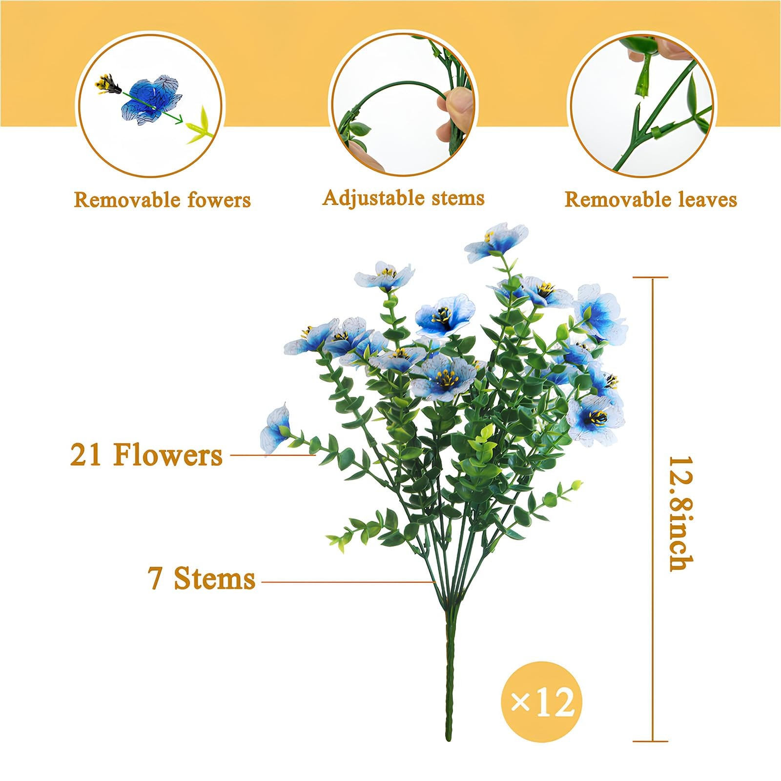 Artificial Flowers for Outdoors, 12 Bundles UV Resistant Artificial Outdoor F…