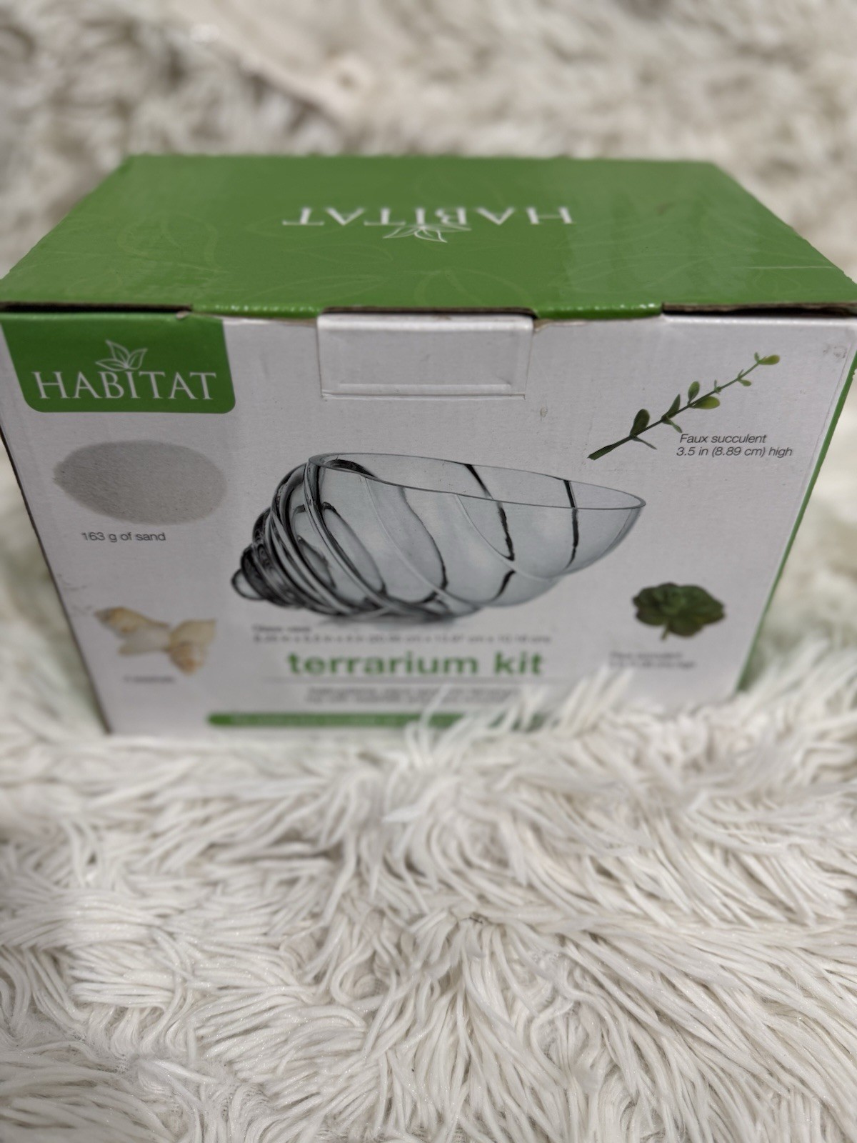 Habitat Terrarium Kit Glass Bowl w/ Artificial Succulent & Rocks 3.5in