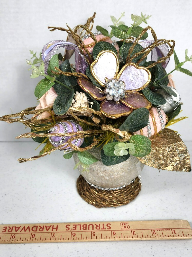 Pier 1 Capiz Easter Egg Floral Shimmer Glamour Arrangement GUC