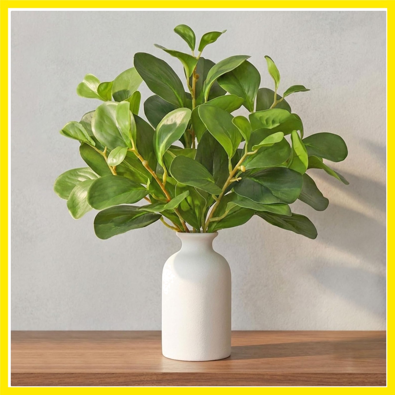 14.5″ Artificial Small Potted Plants Faux Eucalyptus Stems with Ceramic Vase …