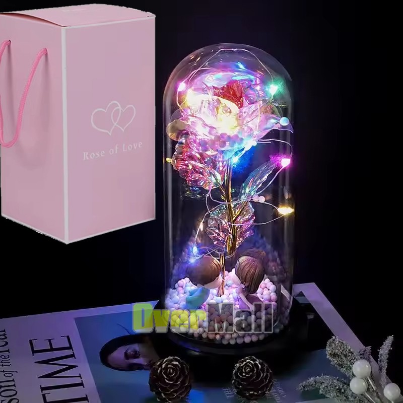 Galaxy Rose Flower Gift for Mom from Son, Daughter – LED Light Glass Flower 2025