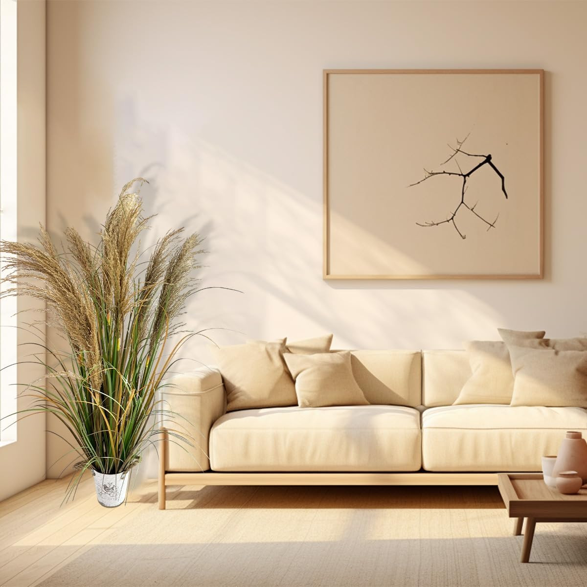 Alonfala 43″ Faux Pampas Grass – 2-Pack Indoor Decor for Home & Office