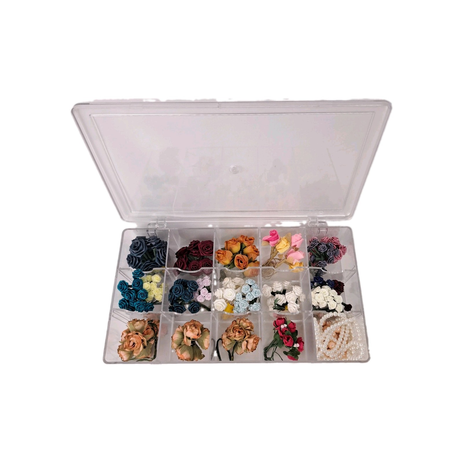 Lot Of 21 Mini Artificial Craft Flowers Embellishments Making DIY With Beads