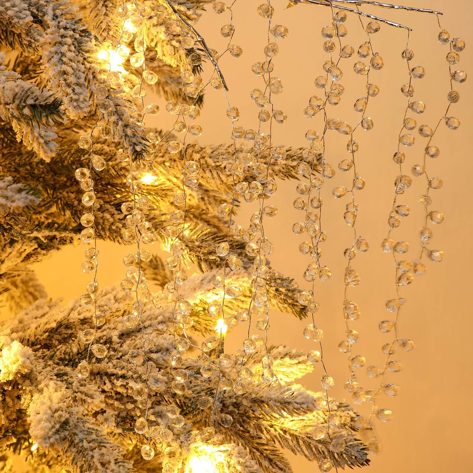 4 Pack Crystal Ice Drop Christmas Tree Picks 17.7 Inch Clear Acrylic Christma…