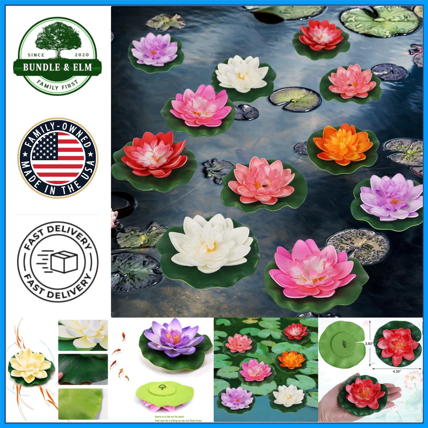 Realistic Floating Lotus Flowers for Fish Tank and Fountain Decoration – 12 Pcs