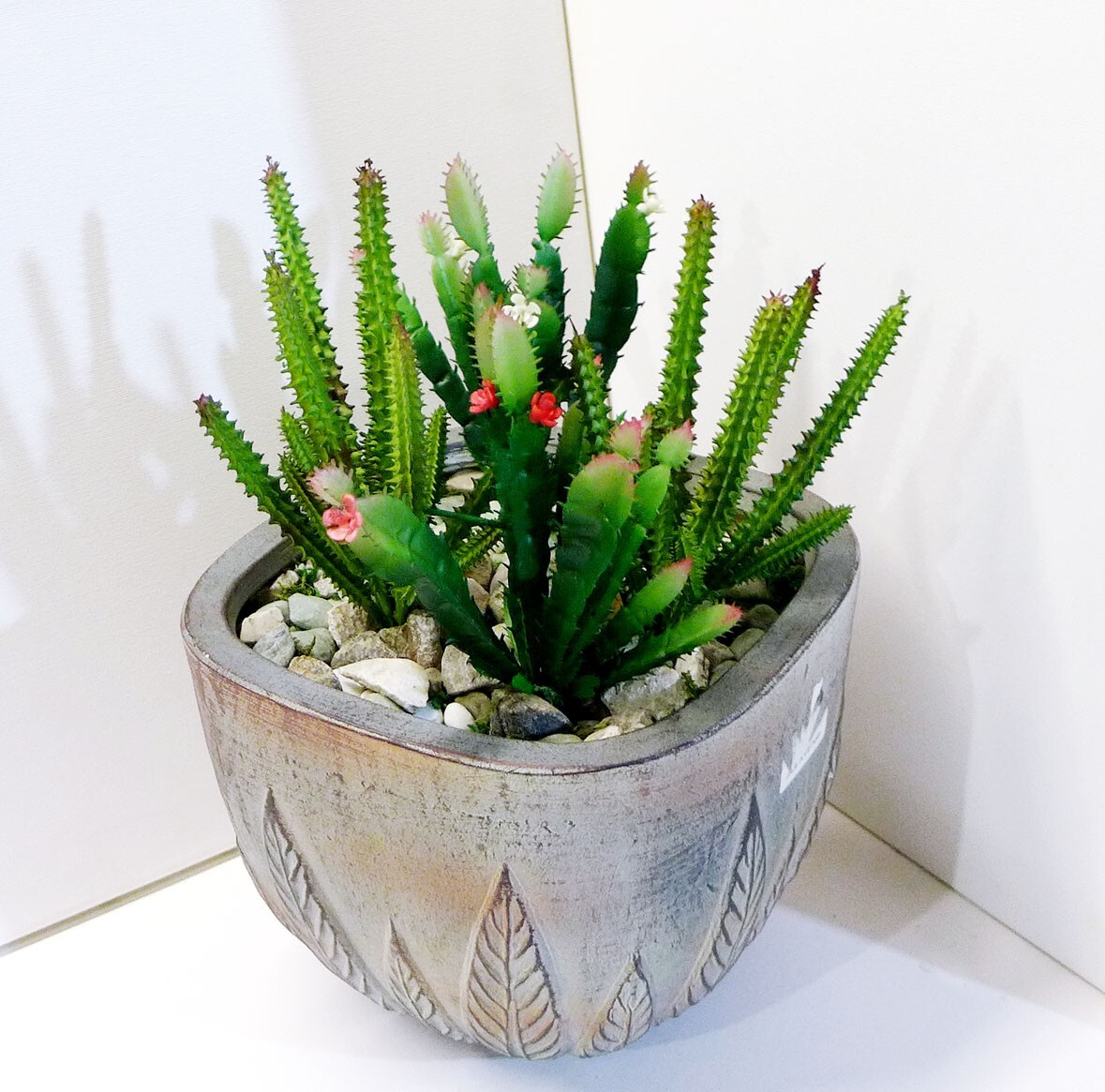 4 Pcs Artificial Plastic Grasses Flower Blooming Cactus Succulents Plants