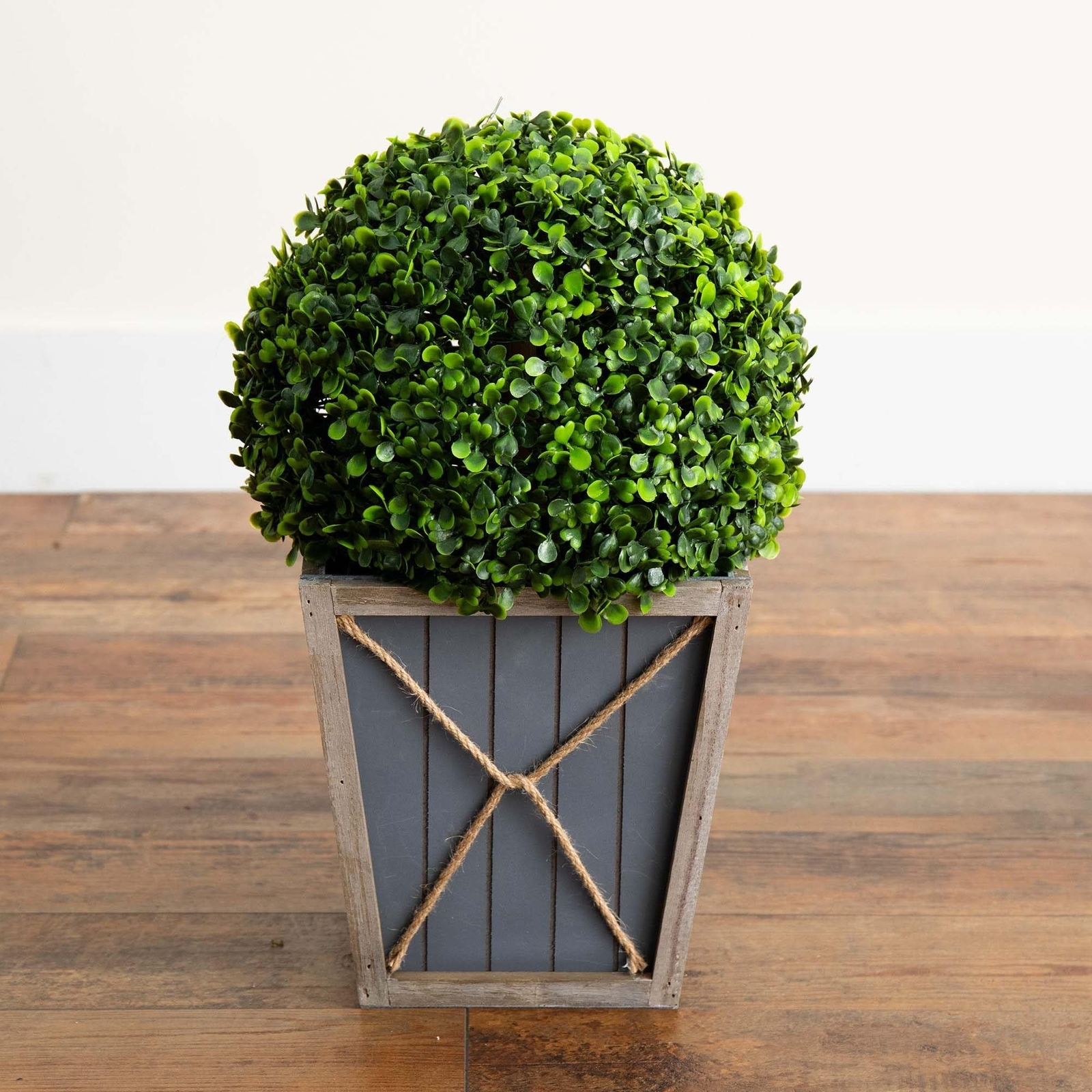 Nearly Natural 18in. UV Resistant Artificial Boxwood Ball Topiary with LED Li…