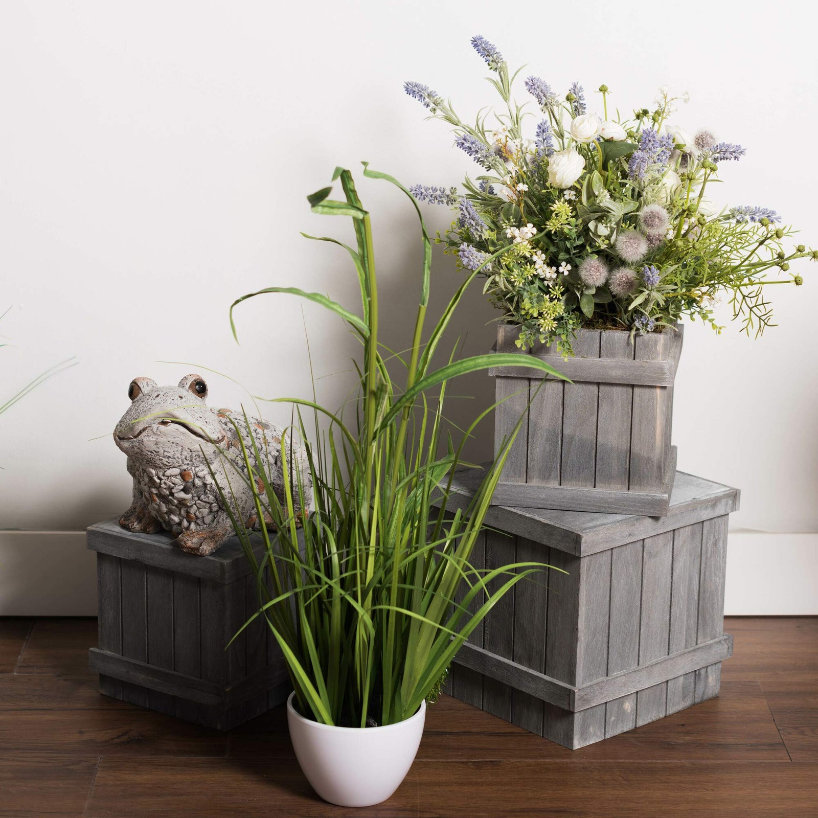 Vickerman 41″ Contemporary Fabric Artificial Potted Bamboo and Grass in Green
