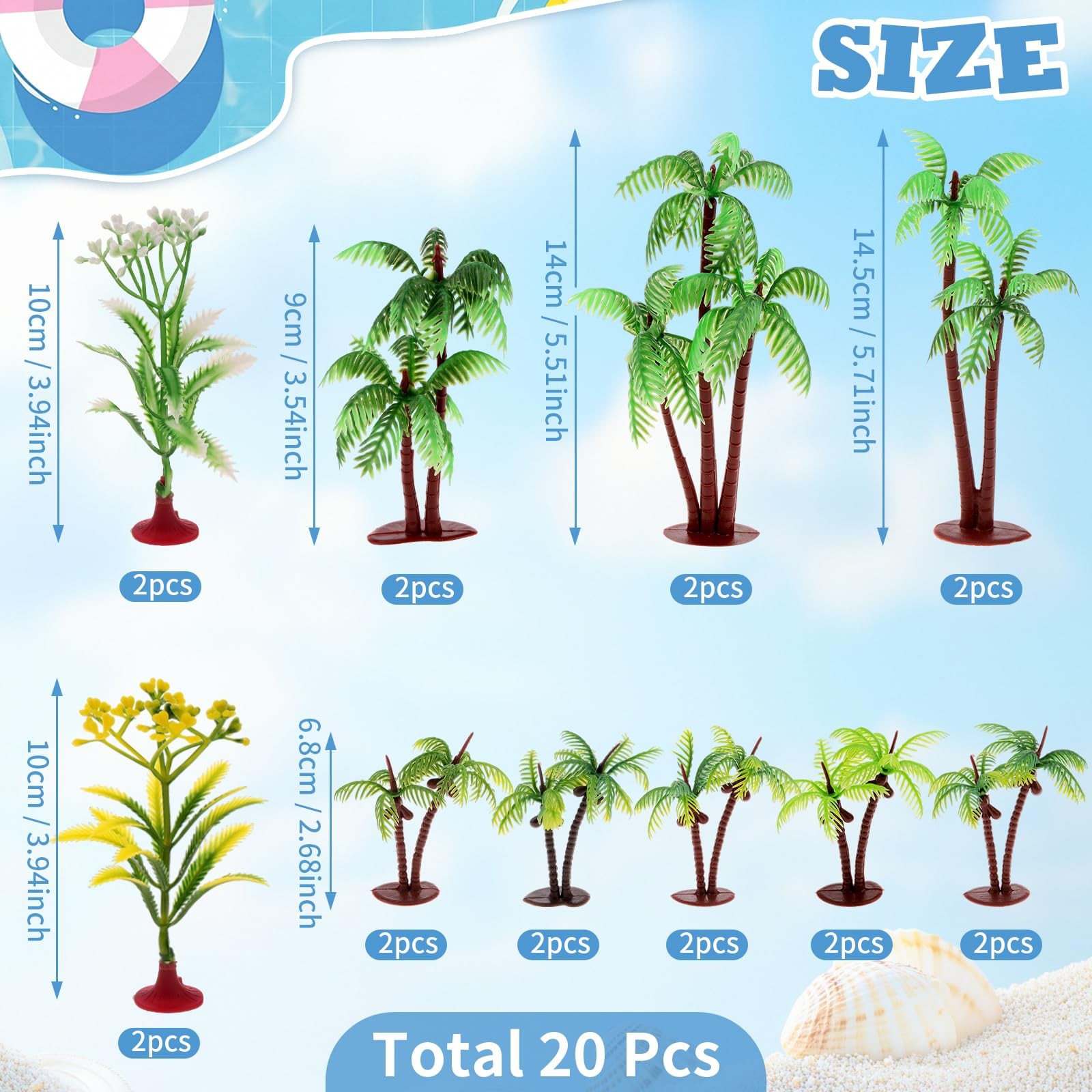 Vhxmaizxn 20 Pcs Model Palm Trees Miniature Coconut Plastic Scenery Green