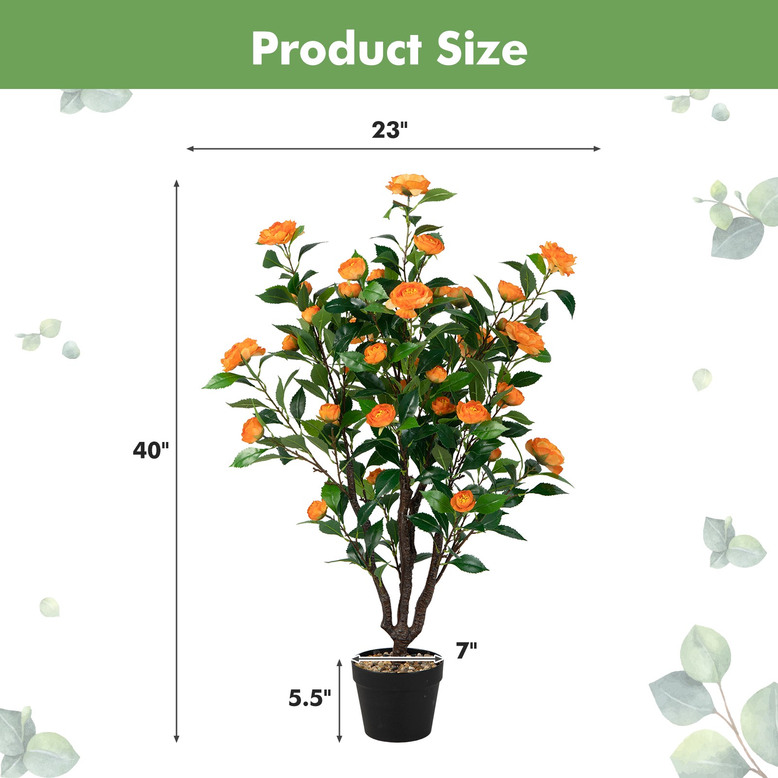 3.3 FT Artificial Tree Artificial Camellia Tree Faux Plant for Indoor & Outdoor