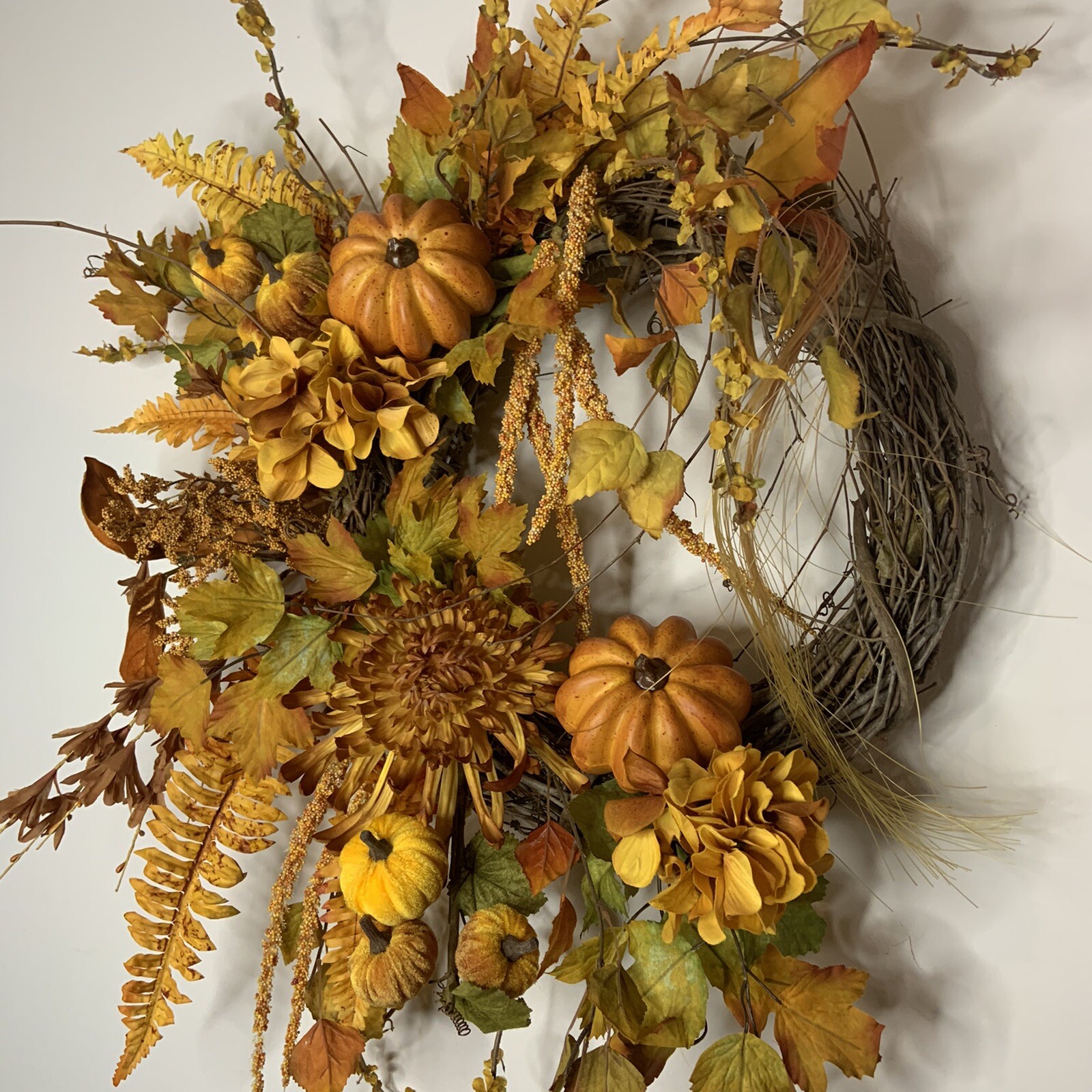 New Designer Fall Golden Yellow Orange Autumn Door Wall Wreath Fall Home Decor
