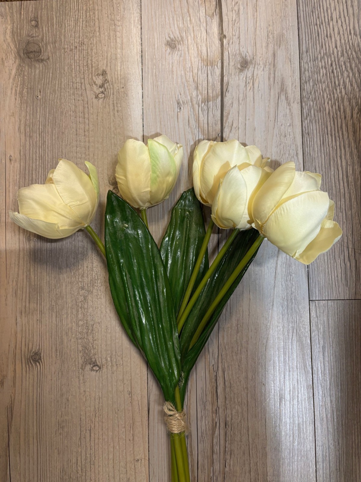 NEW Pottery Barn Early Bloom Faux Tulip Flower Bunch Bundle Bouquet Yellow NWT