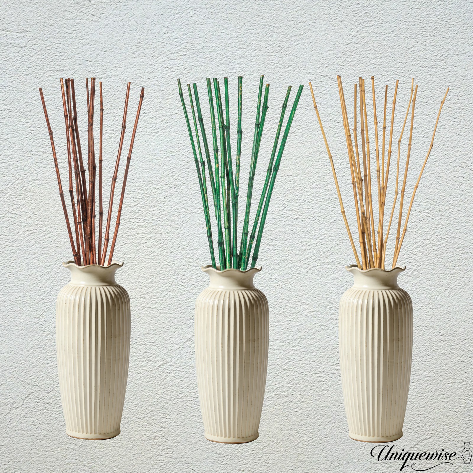 Uniquewise 43″ Set of 12 Bamboo Stick Fillers Natural Decorative Stems for Vase