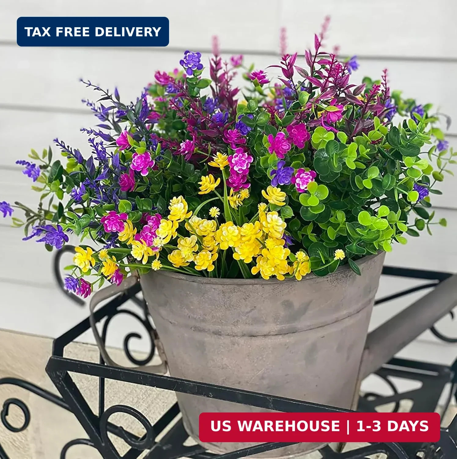 20 Bundles Artificial Flowers for Outdoors Fake Flowers UV Resistant No Fade Fau