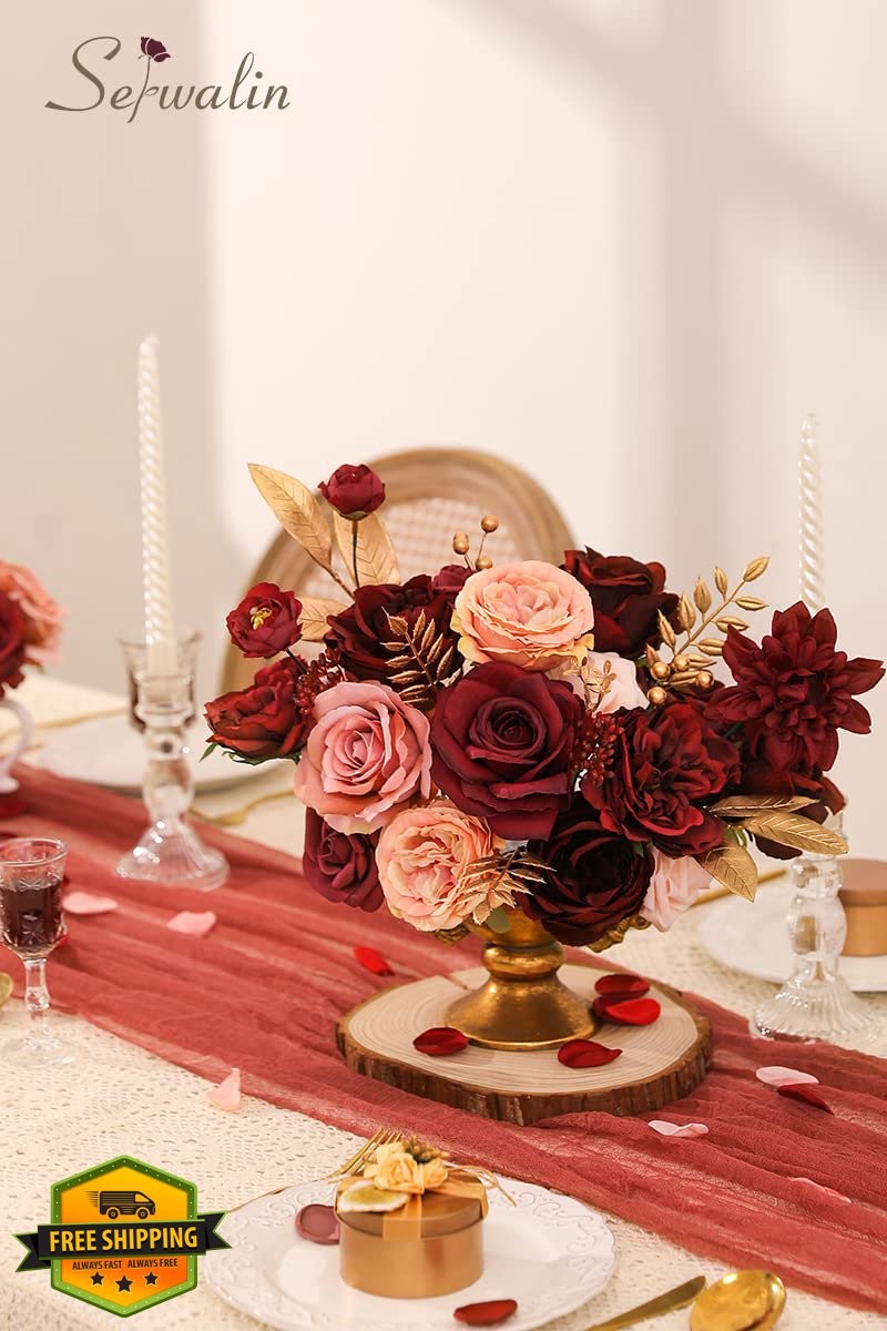 Serwalin 2 Box Burgundy Pink Silk Flowers