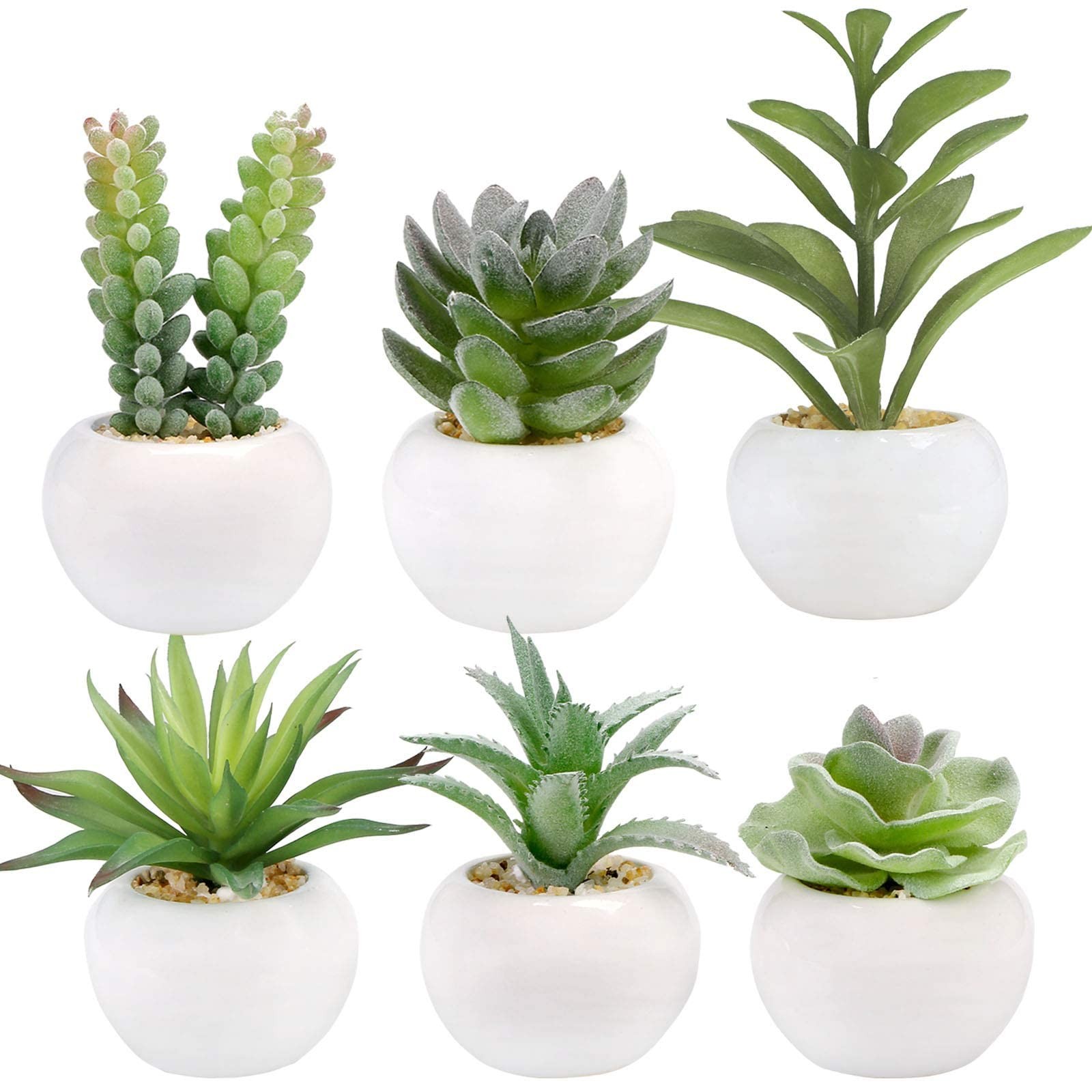 6 Pcs Mini Artificial Succulents Plants in Ceramic Pots Small Fake Succulent …