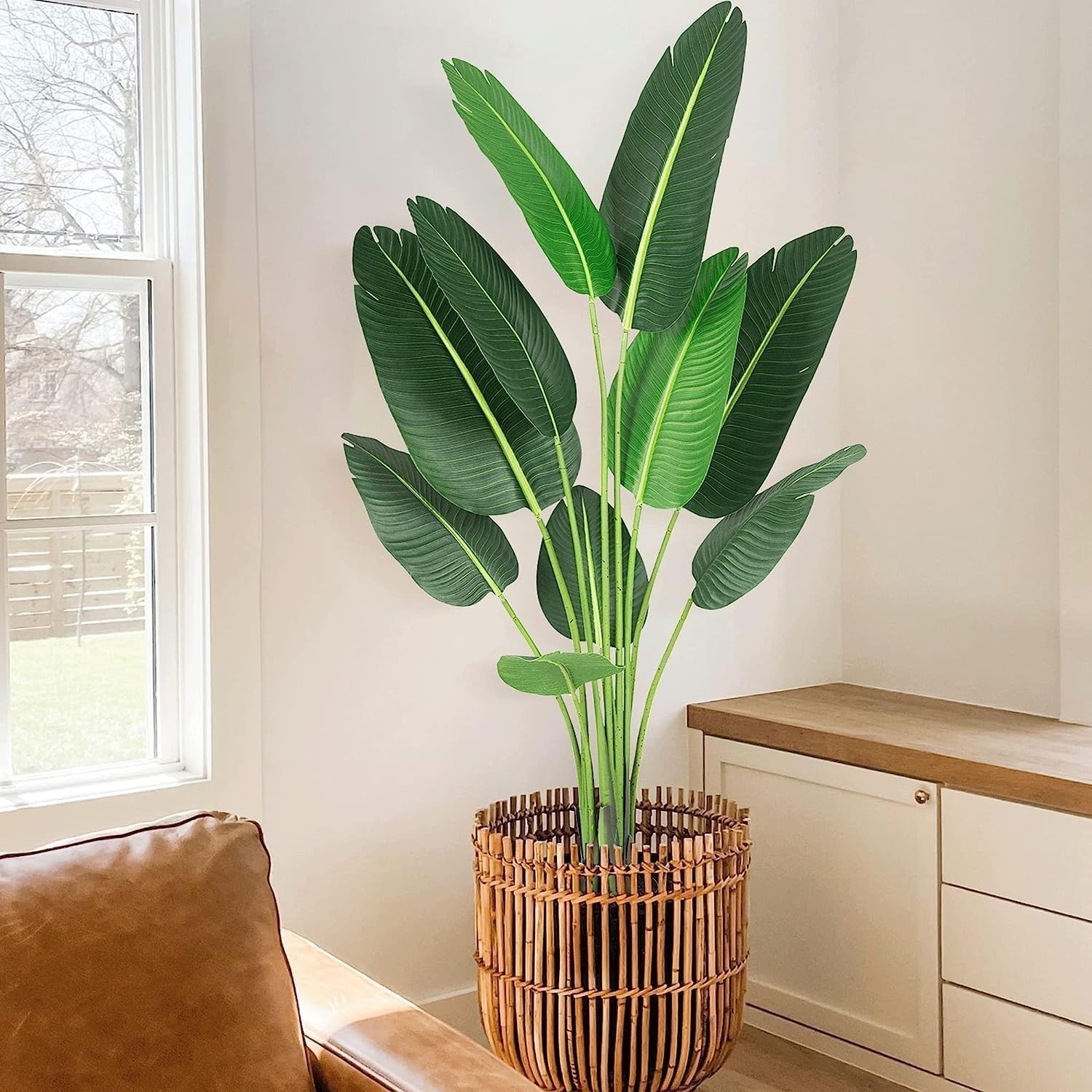 1/2PCS Artificial Banana Tree Tall Fake Palm Tree Plant Home Decor 48/60/72in