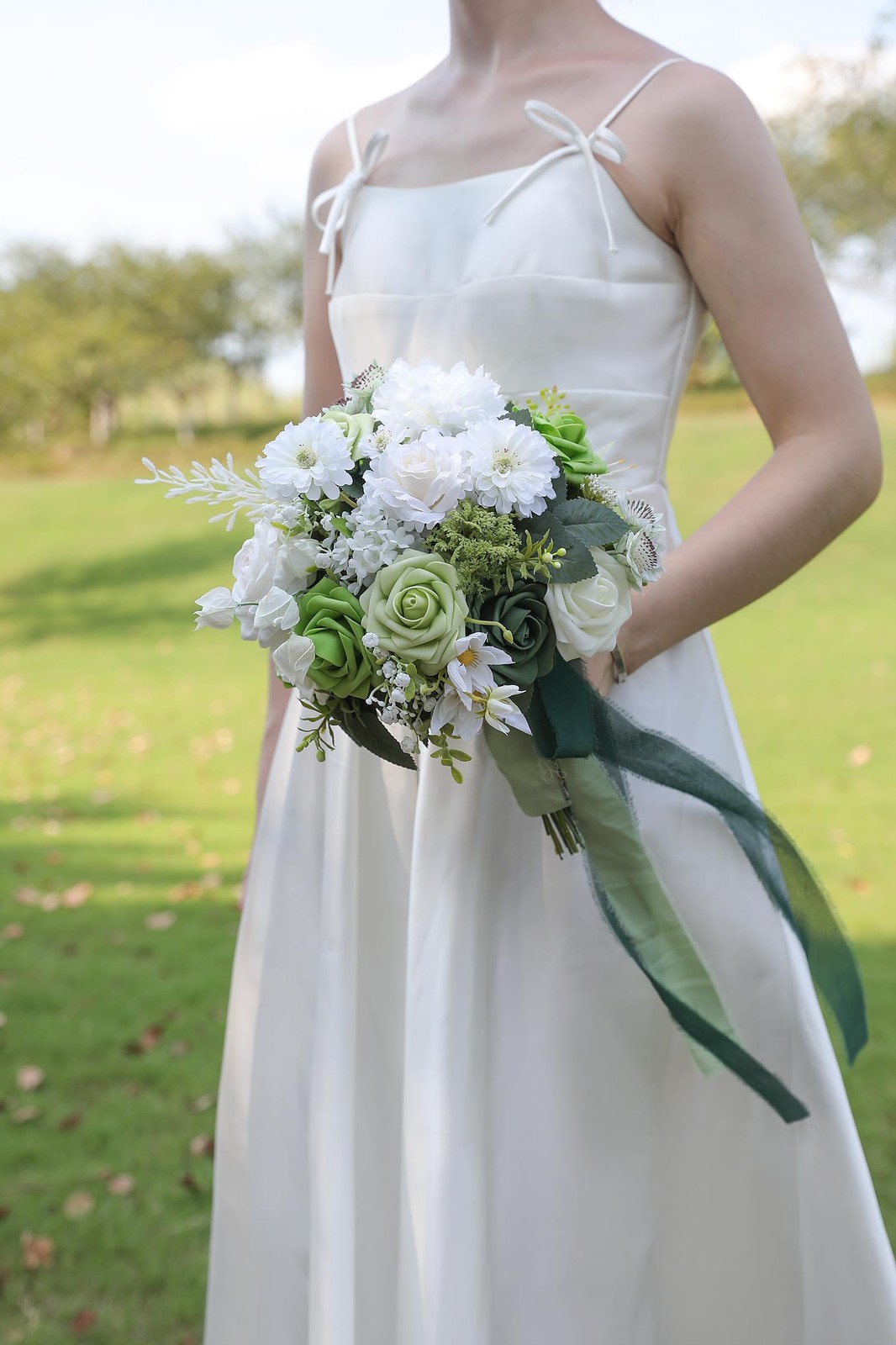 Rose Artificial Flowers Forest Green Ombre Color Foam Fake Roses with Stems 2…