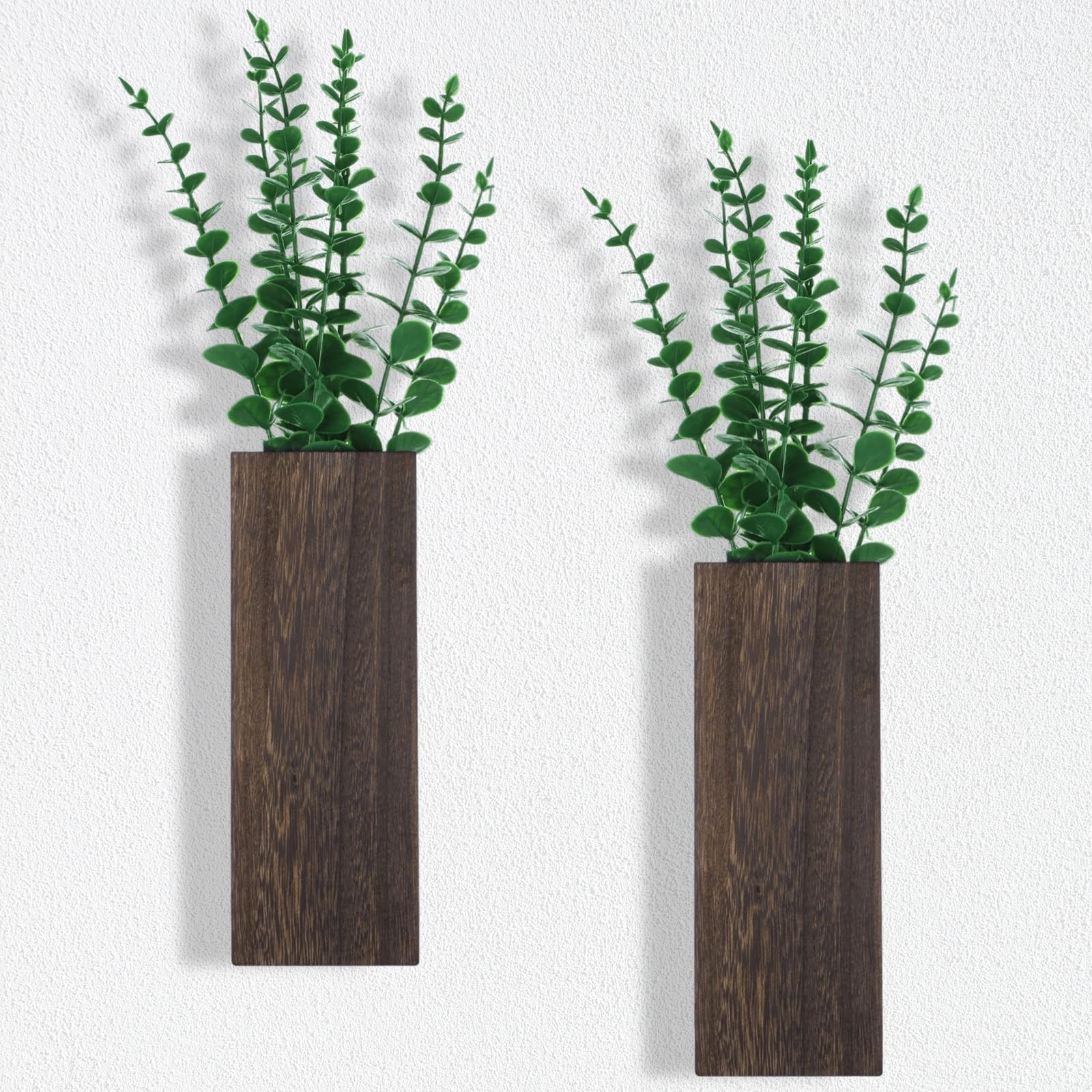 2 Pcs Wood Wall Planters,1.4”x3.3”x9.3”Farmhouse Wall Plant Pocket Vases w…