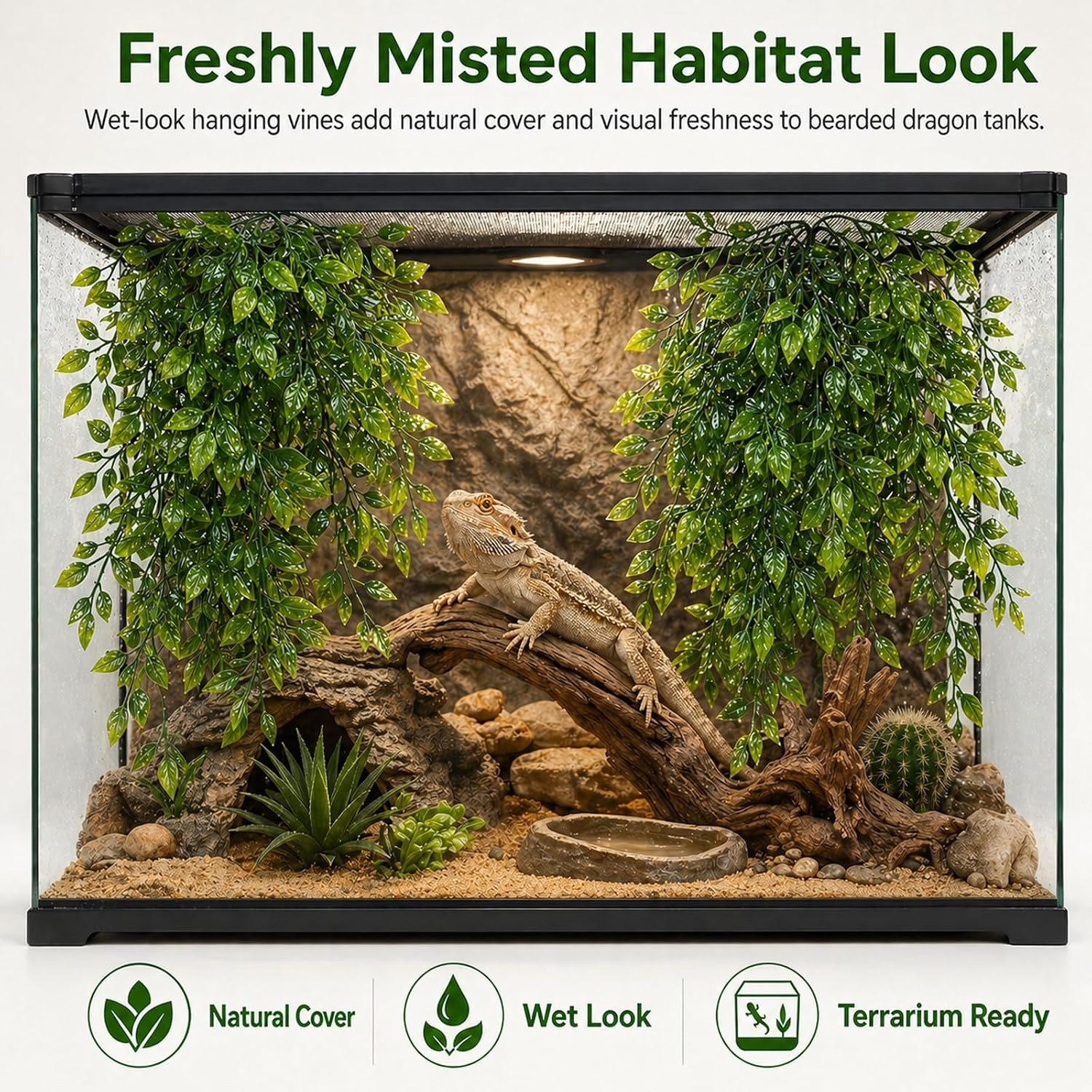 4 Pieces Reptile Plants, Terrarium Snake Hanging Plants Vines Decor Artificial L