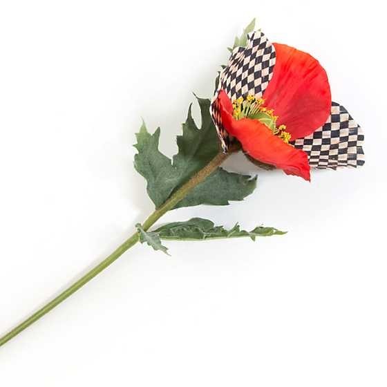 3~COURTLY CHECK & RED POPPY FLOWERS FLORAL STEMS NEW OLD STOCK MACKENZIE CHILDS