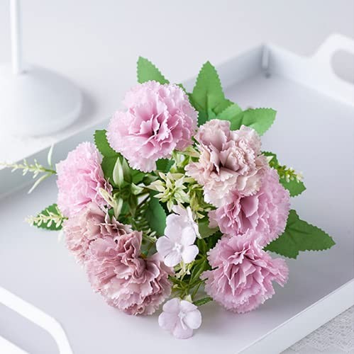 3 Bunches Bouquet of Artificial Silk Flower White Carnations,11“ Bouquet and …